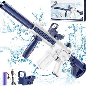 Electric Water Gun for Kids Adults Summer Outdoor Beach Swimming Pool Party Toys Automatic Squirt Gun with up to 32 Ft Blue